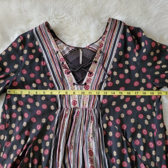 Free People Rain or Shine Boho Long Sleeve Dress in Black Size M - Picture 14 of 16